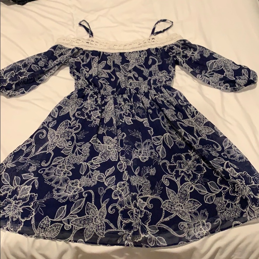 off the shoulder paisley print dress
